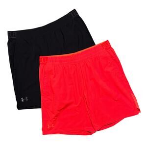 Under Armour HeatGear Fitted 7.5" Athletic Short 2 PC Bundle Red Black Men Large
